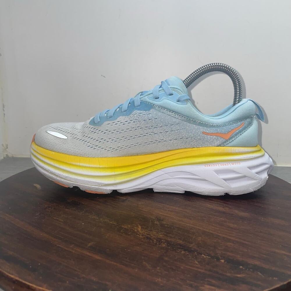 Hoka One One Bondi 8 Womens 6.5 B Shoes Blue Running Sneakers 1127952 SSCA - Picture 2 of 13